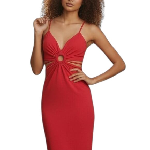 Walter Baker Rivka Dress Womens Extra Large XL Red Cut Out Midi Party Night Out - Picture 2 of 9